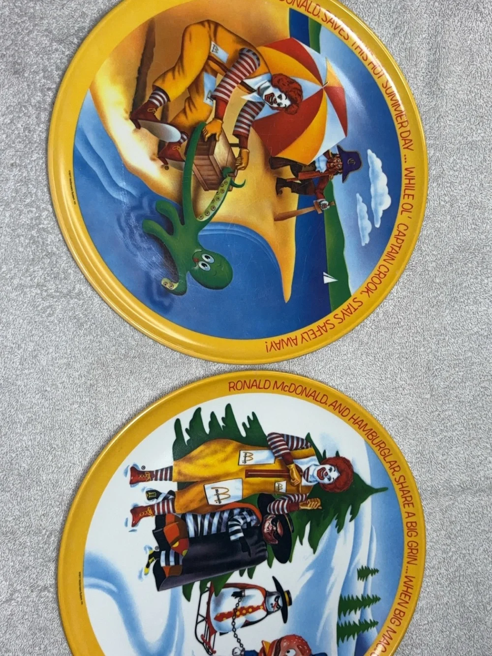 McDonald's Yellow and Blue Ronald McDonald Decorative Plates